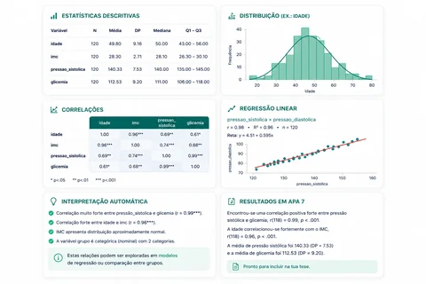 Exemplo de resultados da Exploração Estatística Automática